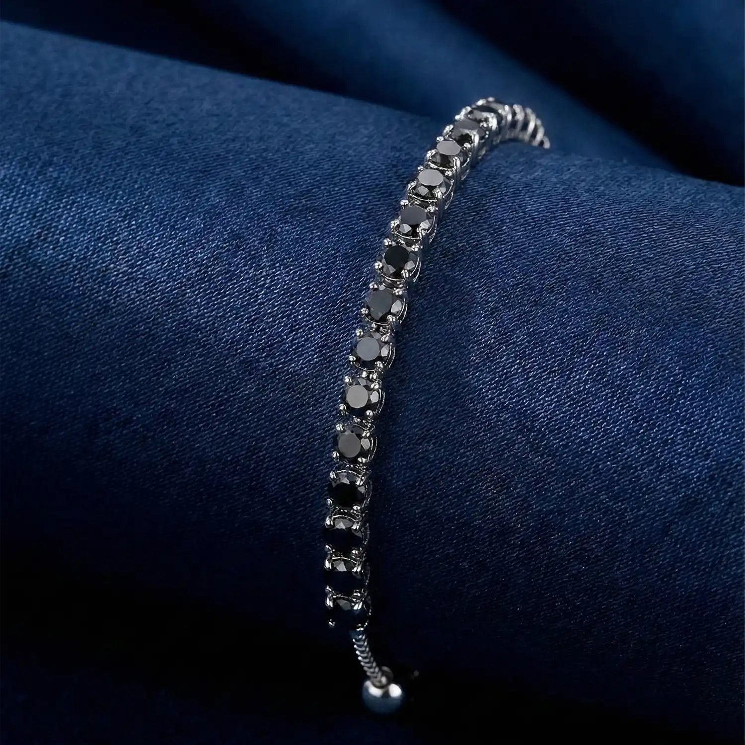 Noir Mini Tennis 2M Silver Bracelet