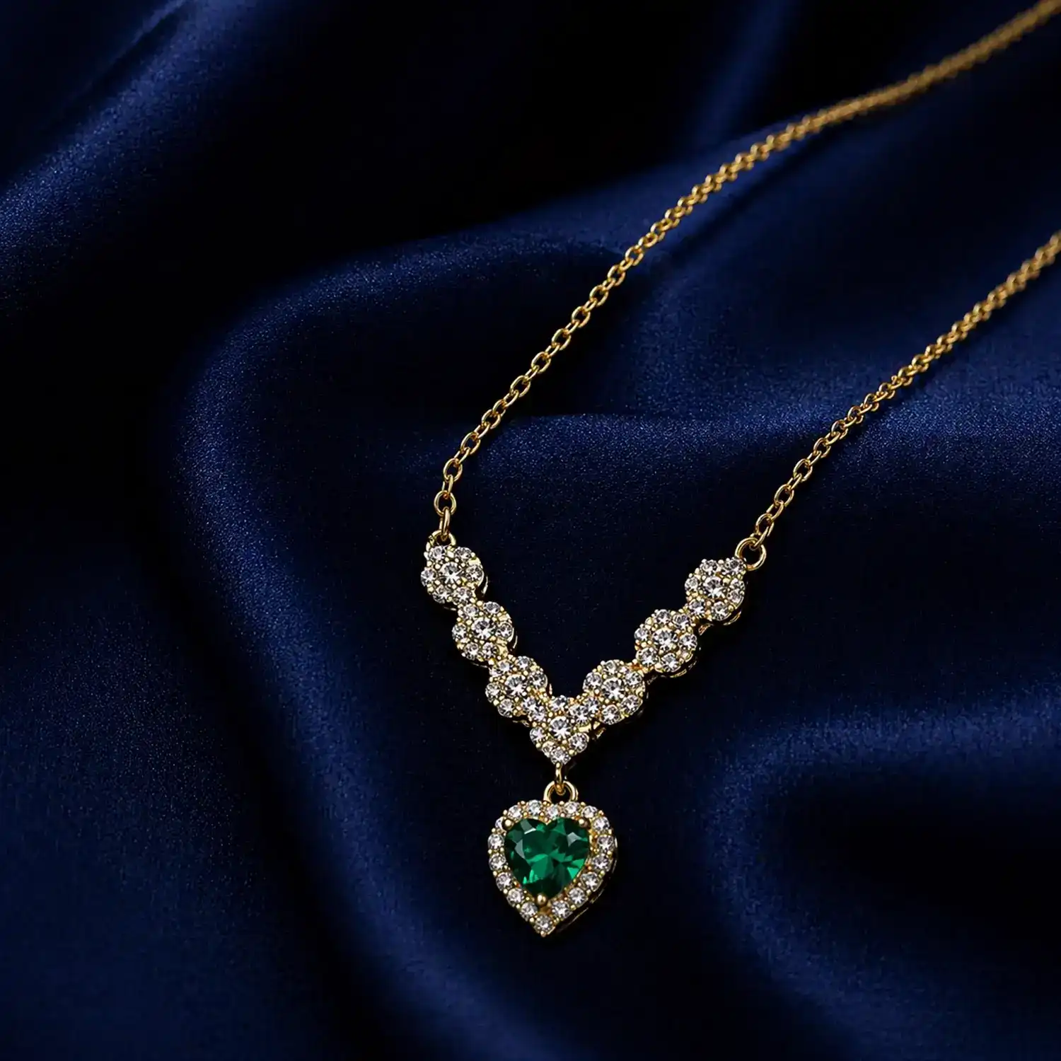 Emerald Malaky Gold Plated Silver Necklace